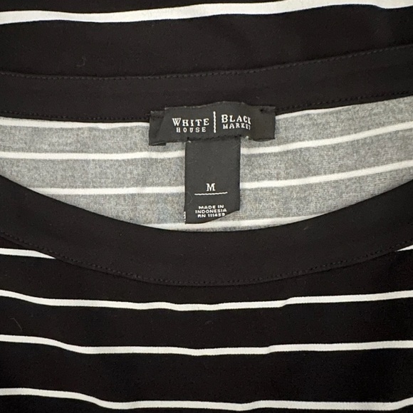 WHITE HOUSE BLACK MARKET M Black White Blue Striped Tunic Dress Silky Jersey - Picture 5 of 11